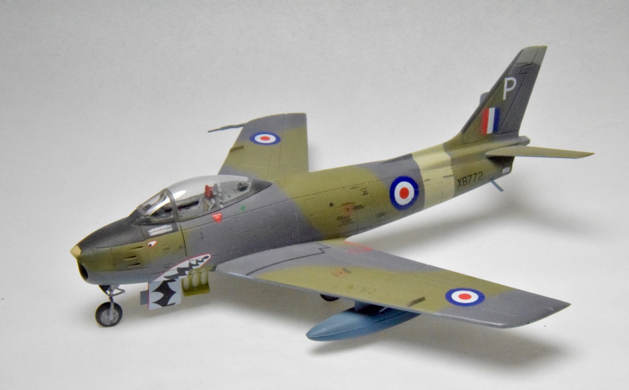 Canadair Sabre F-4 (Airfix 1/72)
This is a new mold from Airfix. It is built out of the box with kit supplied decals. The scale is 1/72 and it is listed as a Canadair Sabre F-4 in service in 1955.
