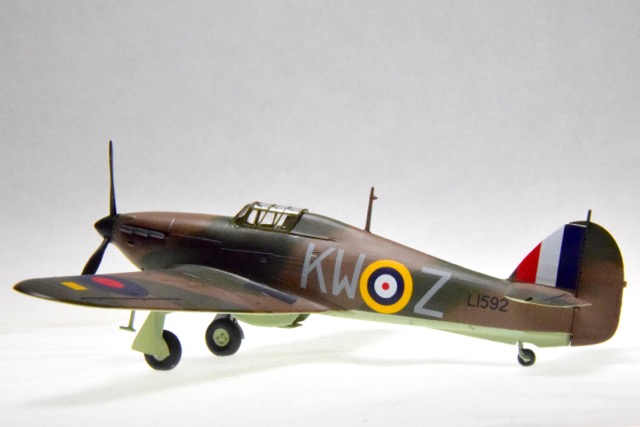 Hurricane Mk. 1 (1/72 Airfix)
This is the “easy” version that comes with paint and a brush. It was  built by me and my grandson Benjamin.
