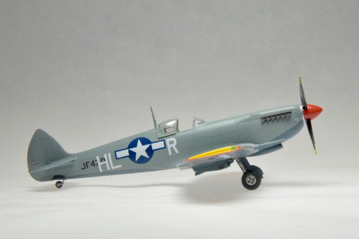 Spitfire Mk VIII (Eduard Profi-Kit 1/72)
It is in the markings of the 308th. FW, 31st. Fighter Group stationed at Fano Air Base in Fano Italy, ca. 1944-45.
