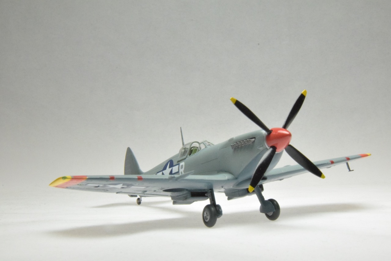 Spitfire Mk VIII (Eduard Profi-Kit 1/72)
It is in the markings of the 308th. FW, 31st. Fighter Group stationed at Fano Air Base in Fano Italy, ca. 1944-45.
