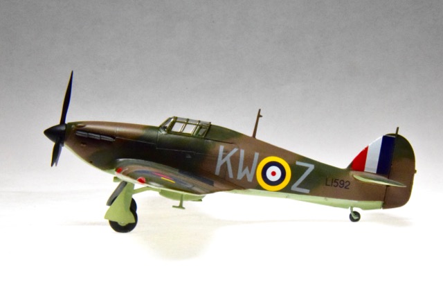 Hurricane Mk. 1 (1/72 Airfix)
This is the “easy” version that comes with paint and a brush. It was  built by me and my grandson Benjamin.
