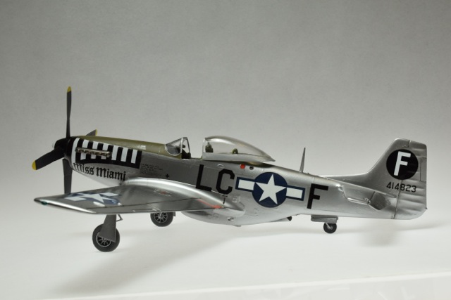P-51D (Monogram 1/48)
Miss Miami is a  P-51D piloted by Lt. Ernest C. Fibelkorn,  77th FS 20th FG,  King’s Cliffe England
