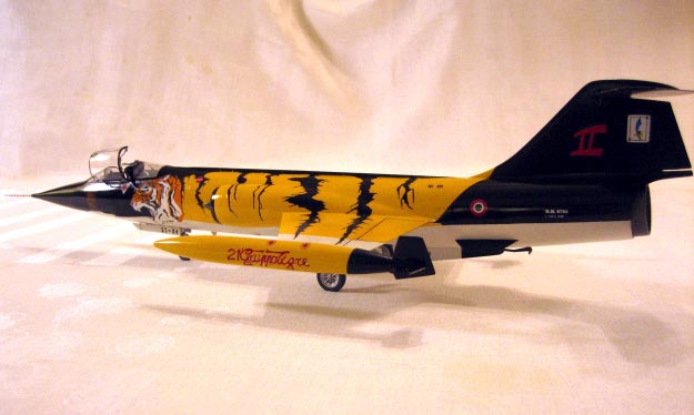 F-104S (Monogram 1/48)
This one is another Italian Air Force F-104S.  Italians were the only ones to operate the S and happily they would paint them up special for things as important as the squadron commander's dog's birthday.
