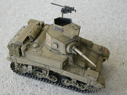 British 8th Army Honey
The tank is a British 8th Army Honey (UK version of the US M3 Stuart).  I used Tamiya's 1/35 Stuart with Verlinden's conversion set.
