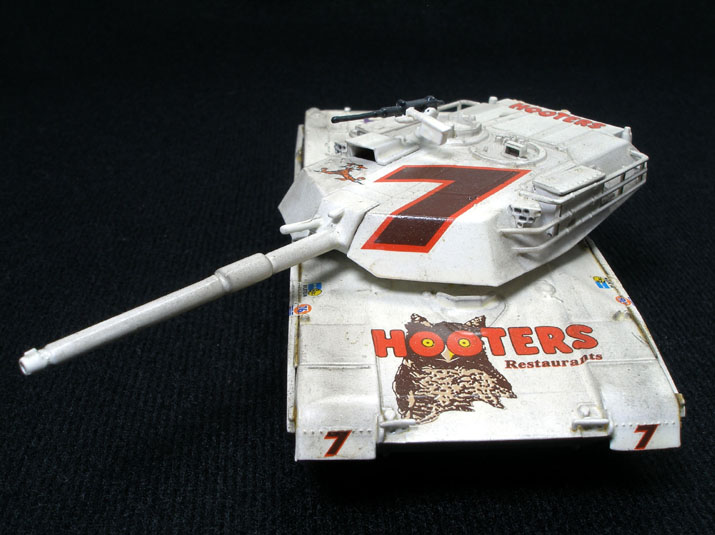Hooters M1 Abrams (Box stock 1/72 Hasegawa Kit. Decals were taken from a 1/43 Nascar kit.)
