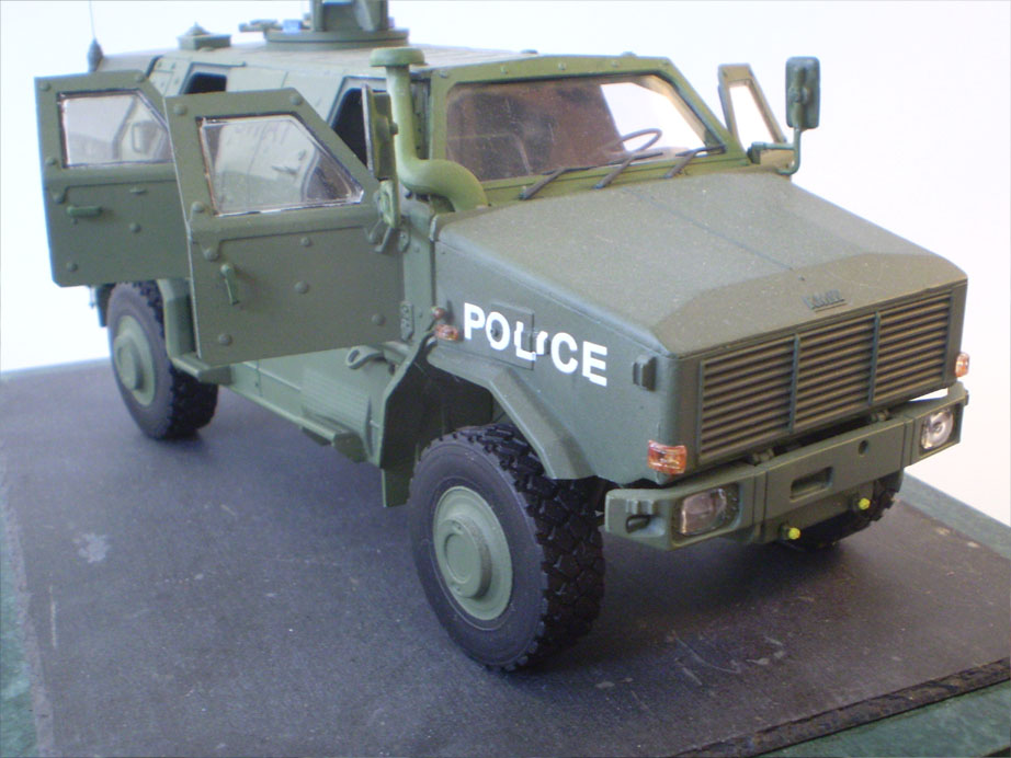 ATF Dingo (Revell 1/35)
German ATF Dingo: 1/35 German ATF Dingo (Revell) re-purposed as a  
Police/Swat vehicle. Built OOB.
