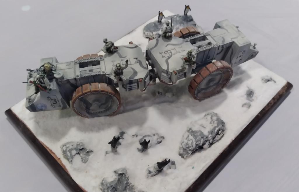 Wehrmacht '46 Invasion of Antarctica (Takom 1/72)
Mine exploder vehicle is the Takom 1/72 kit. Figures by Preiser. The 3D printed penguins salute the conquerors. 
