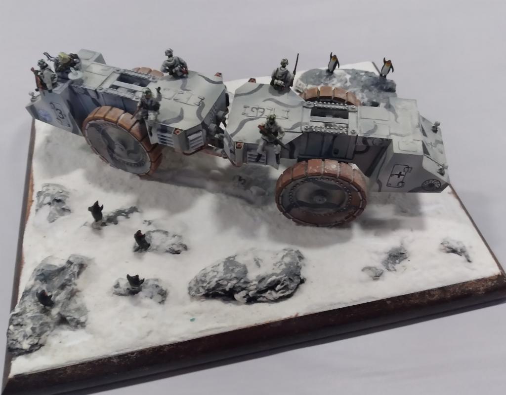 Wehrmacht '46 Invasion of Antarctica (Takom 1/72)
Mine exploder vehicle is the Takom 1/72 kit. Figures by Preiser. The 3D printed penguins salute the conquerors. 

