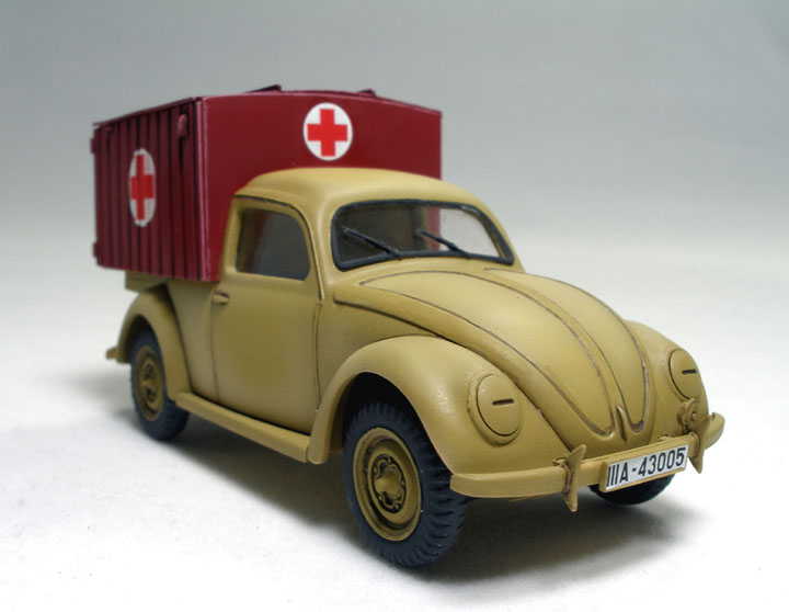 VW Type 83 Ambulance (1/48)
Post-WWII VW Type 83 Kastenwagen (ambulance). Tamiya VW Type 82E Staff Car kit with CMK conversion.


