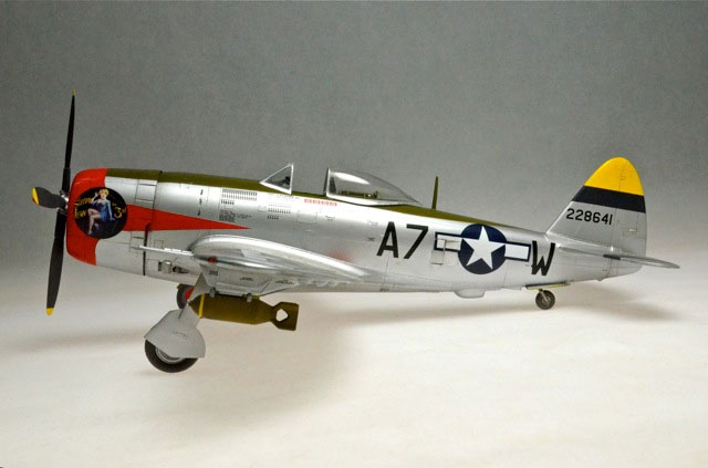 P-47D-28 RA (Monogram 1/48)
A7-W  is from the 395th fighter sqdn., 368th fighter group, 9th AF, piloted by Lt. Bill Wayland,  St. Dizier, France.  Spring 1945.
