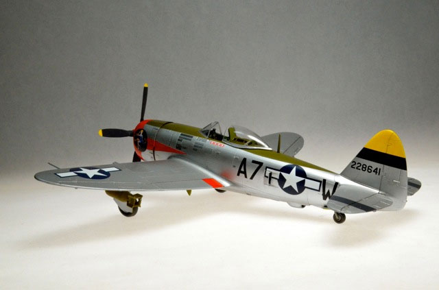 P-47D-28 RA (Monogram 1/48)
A7-W  is from the 395th fighter sqdn., 368th fighter group, 9th AF, piloted by Lt. Bill Wayland,  St. Dizier, France.  Spring 1945.
