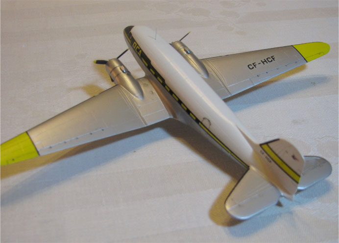 DC-3 (1/144 Minicraft)
This DC-3 is the 1/144 Minicraft kit finished in Whiskey Jack decals for Queen Charlotte Airlines in 1952.
