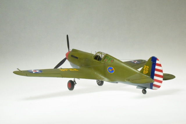 Curtiss P-40 CU (Monogram 1/48)
33rd Squadron, 8th Pursuit Group
Langley Field, Virginia, Sept. 1940
Backdated from Monogram 1/48 kit.
