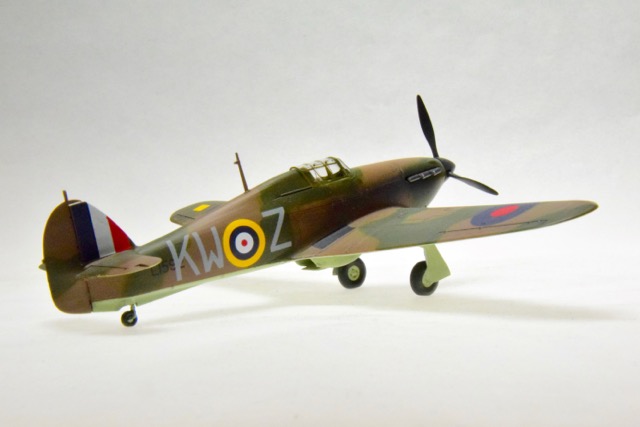 Hurricane Mk. 1 (1/72 Airfix)
This is the “easy” version that comes with paint and a brush. It was  built by me and my grandson Benjamin.
