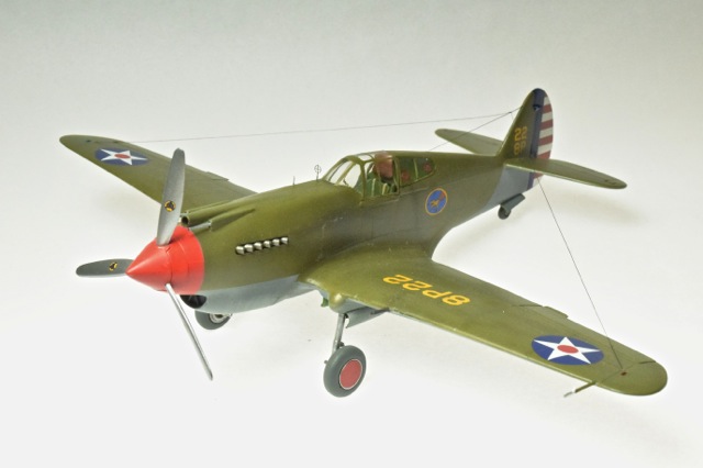 Curtiss P-40 CU (Monogram 1/48)
33rd Squadron, 8th Pursuit Group
Langley Field, Virginia, Sept. 1940
Backdated from Monogram 1/48 kit.
