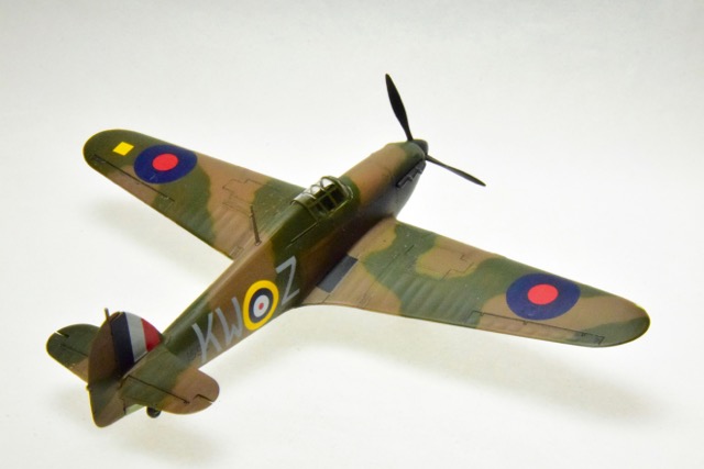 Hurricane Mk. 1 (1/72 Airfix)
This is the “easy” version that comes with paint and a brush. It was  built by me and my grandson Benjamin.
