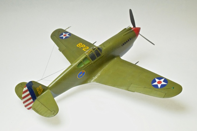 Curtiss P-40 CU (Monogram 1/48)
33rd Squadron, 8th Pursuit Group
Langley Field, Virginia, Sept. 1940
Backdated from Monogram 1/48 kit.
