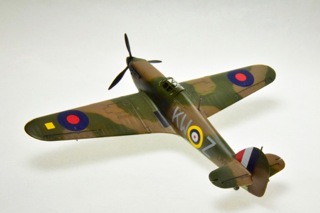 Hurricane Mk. 1 (1/72 Airfix)
This is the “easy” version that comes with paint and a brush. It was  built by me and my grandson Benjamin.
