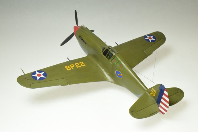 Curtiss P-40 CU (Monogram 1/48)
33rd Squadron, 8th Pursuit Group
Langley Field, Virginia, Sept. 1940
Backdated from Monogram 1/48 kit.
