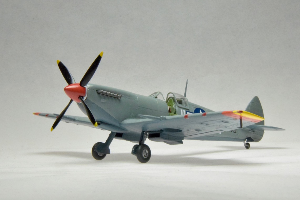 Spitfire Mk VIII (Eduard Profi-Kit 1/72)
It is in the markings of the 308th. FW, 31st. Fighter Group stationed at Fano Air Base in Fano Italy, ca. 1944-45.
