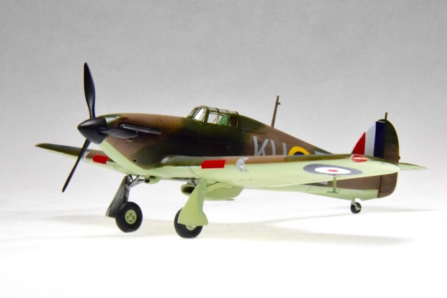 Hurricane Mk. 1 (1/72 Airfix)
This is the “easy” version that comes with paint and a brush. It was  built by me and my grandson Benjamin.
