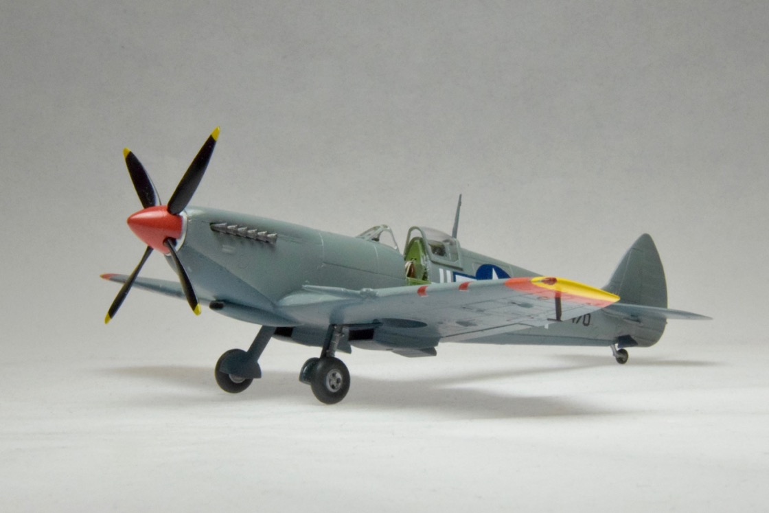 Spitfire Mk VIII (Eduard Profi-Kit 1/72)
It is in the markings of the 308th. FW, 31st. Fighter Group stationed at Fano Air Base in Fano Italy, ca. 1944-45.
