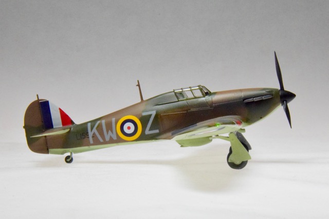 Hurricane Mk. 1 (1/72 Airfix)
This is the “easy” version that comes with paint and a brush. It was  built by me and my grandson Benjamin.
