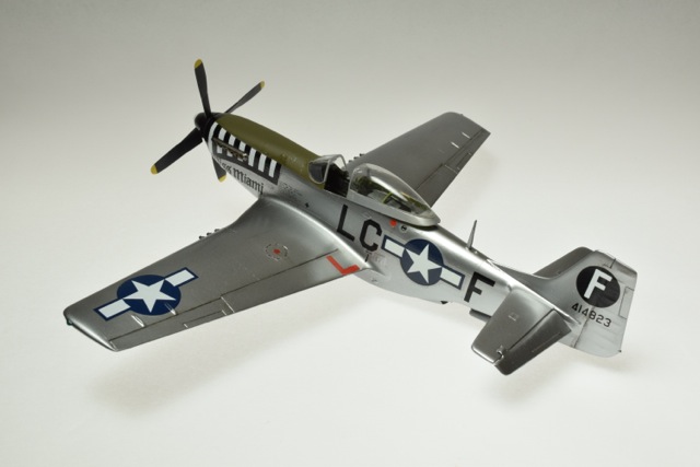 P-51D (Monogram 1/48)
Miss Miami is a  P-51D piloted by Lt. Ernest C. Fibelkorn,  77th FS 20th FG,  King’s Cliffe England
