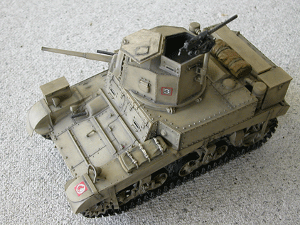 British 8th Army Honey
The tank is a British 8th Army Honey (UK version of the US M3 Stuart).  I used Tamiya's 1/35 Stuart with Verlinden's conversion set.
