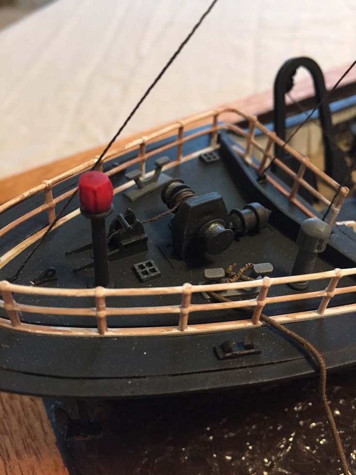 North Atlantic Fishing Trawler (Lindberg 1/90)
The Lindberg "North Atlantic Fishing Trawler" kit with HO Scale boat dock from Train Time Laser. Scratch built base, pilings, moorings. Water is Scenic Woodlands Realistic Water and Water Effects. 
