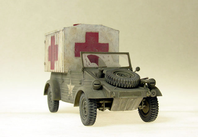 Captured Kubelwagen Ambulance w/ scratchbuilt ambulance cab
