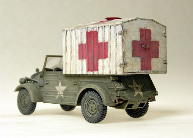 Captured Kubelwagen Ambulance w/ scratchbuilt ambulance cab
