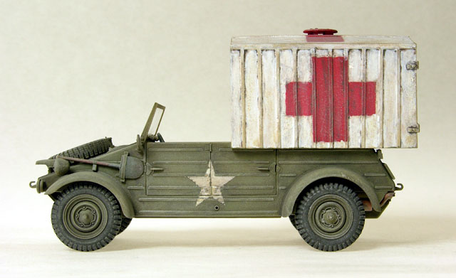 Captured Kubelwagen Ambulance w/ scratchbuilt ambulance cab
