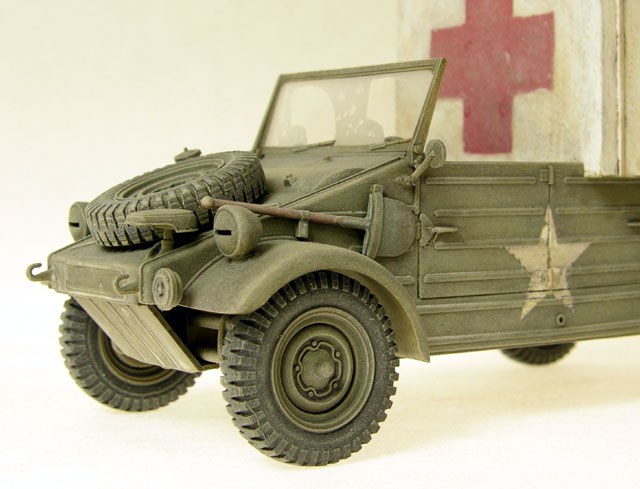 Captured Kubelwagen Ambulance w/ scratchbuilt ambulance cab
