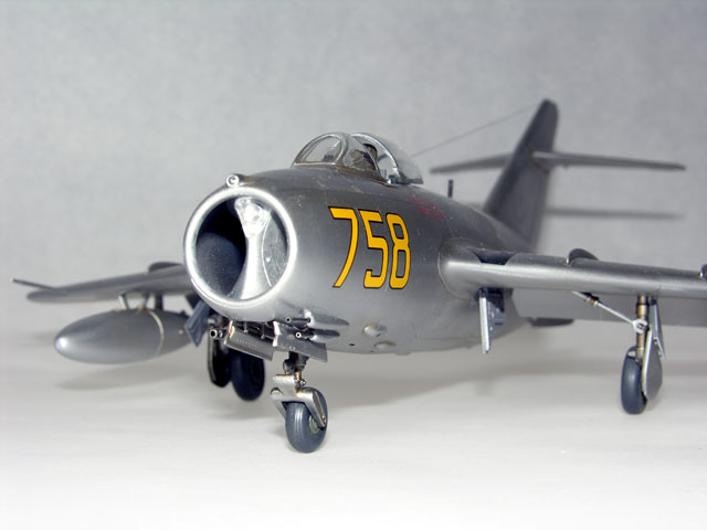 MiG 15 (1/48 Tamiya w/ Aeromaster decals and an Alclad finish)
