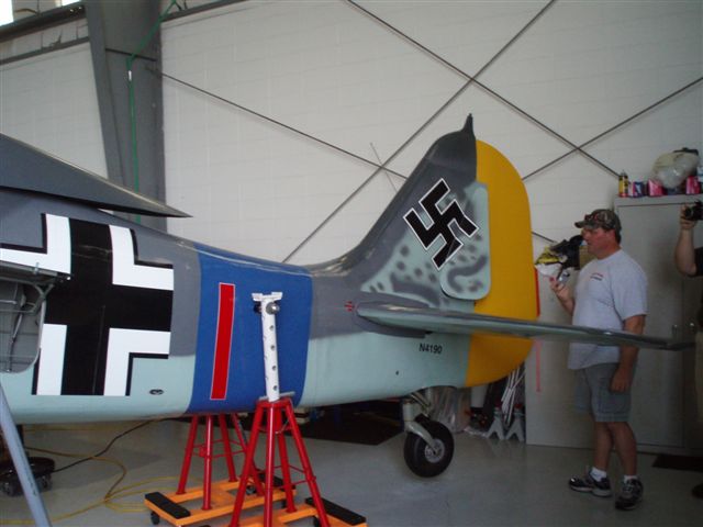 FW-190 A-8 Restoration
This is an FW-190A-8 being rebuilt by a guy in Baton Rouge, LA The craft is being restored an airframe recovered in the early 90's in Rome, France. Engine run-up is scheduled for April/May time frame. No date set for the first 
test flight.

Photographs by Bruce Jenkins Houma-Thibodaux Scale Modelers
