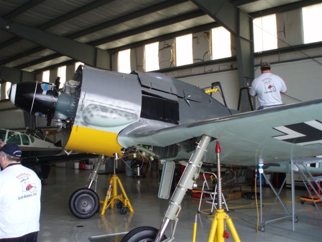 FW-190 A-8 Restoration
This is an FW-190A-8 being rebuilt by a guy in Baton Rouge, LA The craft is being restored an airframe recovered in the early 90's in Rome, France. Engine run-up is scheduled for April/May time frame. No date set for the first 
test flight.

Photographs by Bruce Jenkins Houma-Thibodaux Scale Modelers
