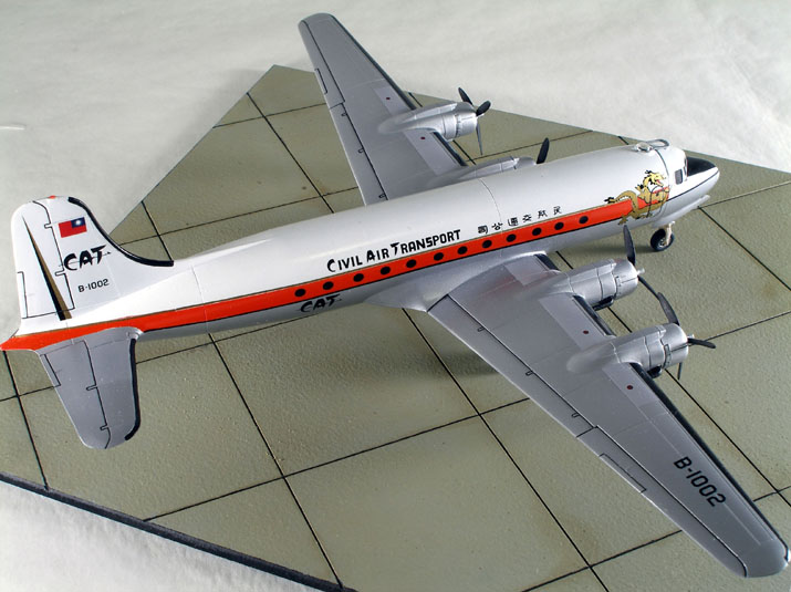 DC-4 (1/144 Minicraft) (White Elephant)    
Civil Air Transport (CAT) was a CIA fronted airline providing 
civillian services as a cover for flying covert ops in SE Asia. In 
1959, CAT was reorganized into Air America, continuing its mission 
well into the Vietnam War.
