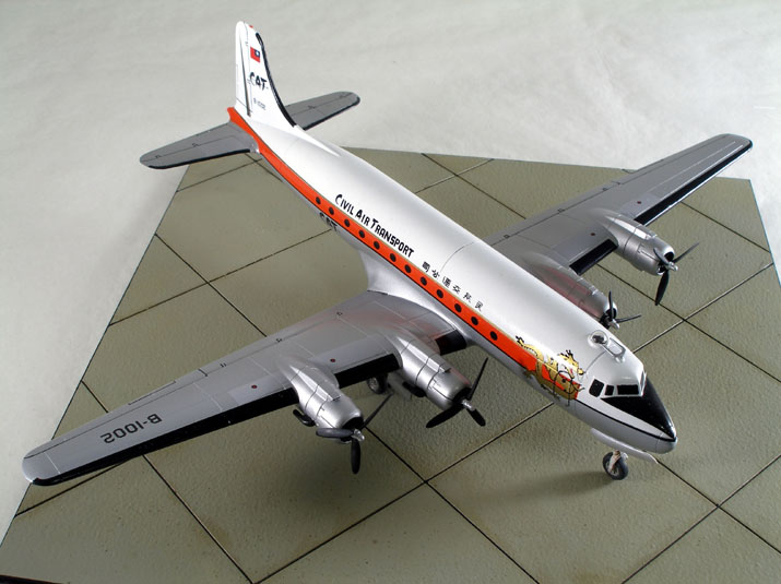 DC-4 (1/144 Minicraft) (White Elephant)    
Civil Air Transport (CAT) was a CIA fronted airline providing 
civillian services as a cover for flying covert ops in SE Asia. In 
1959, CAT was reorganized into Air America, continuing its mission 
well into the Vietnam War.
