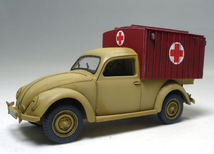 VW Type 83 Ambulance (1/48)
Post-WWII VW Type 83 Kastenwagen (ambulance). Tamiya VW Type 82E Staff Car kit with CMK conversion.

