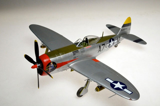 P-47D-28 RA (Monogram 1/48)
A7-W  is from the 395th fighter sqdn., 368th fighter group, 9th AF, piloted by Lt. Bill Wayland,  St. Dizier, France.  Spring 1945.
