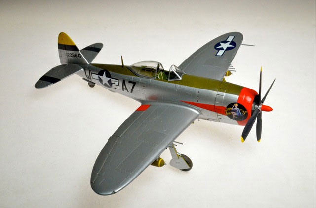 P-47D-28 RA (Monogram 1/48)
A7-W  is from the 395th fighter sqdn., 368th fighter group, 9th AF, piloted by Lt. Bill Wayland,  St. Dizier, France.  Spring 1945.
