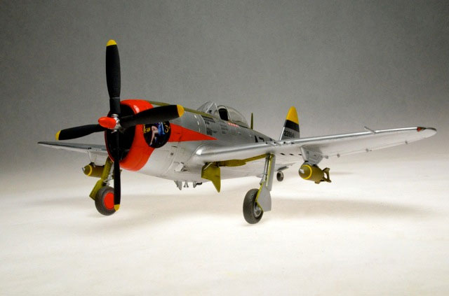 P-47D-28 RA (Monogram 1/48)
A7-W  is from the 395th fighter sqdn., 368th fighter group, 9th AF, piloted by Lt. Bill Wayland,  St. Dizier, France.  Spring 1945.
